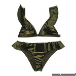 lisenraIn Women's Velvet Ruffle Bikini Swimsuits Cute Two Piece Backless Triangle Padded Bathing Suit Army Green B07MCCYDNG